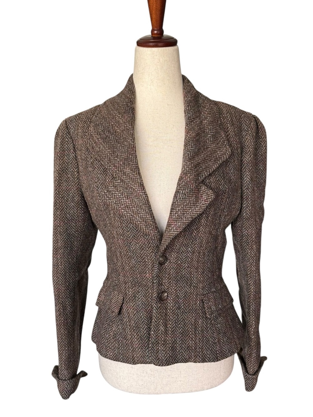 Vintage 70s 80s Ralph Lauren Herringbone Tweed Blazer Jacket Equestrian Classic
